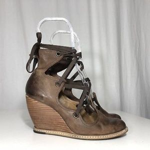 Anthropologie Schuler & Sons Brown lace bootie